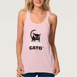 Camiseta Con Tirantes Los tanques para mujer del gato negro de las rosas