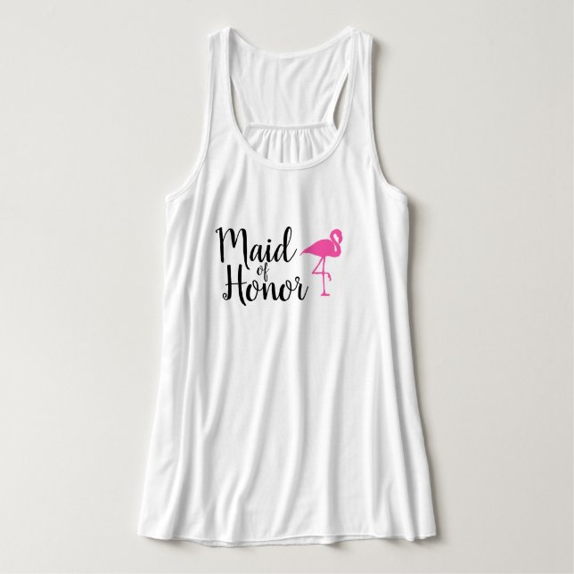 Camiseta Con Tirantes "Made of Honor" Flamingo Boda Tank (Diseño del anverso)