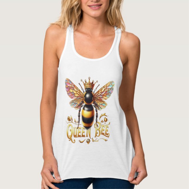 Camiseta Con Tirantes Majestuoso Ilustracion Queen Bee con corona (Anverso)