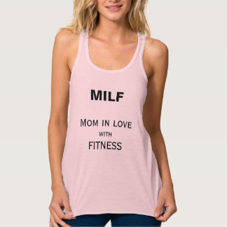 Camiseta Con Tirantes Mamá del MILF enamorada del tanque rosado FITNESS 