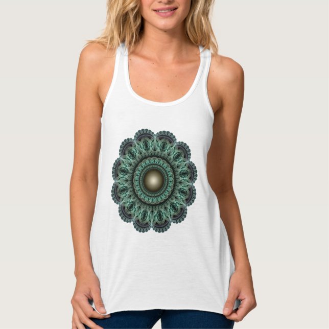 Camiseta Con Tirantes Mándala fractal floral (Anverso)