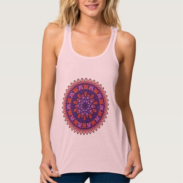 Camiseta Con Tirantes Mandala púrpura y rosa (Anverso)