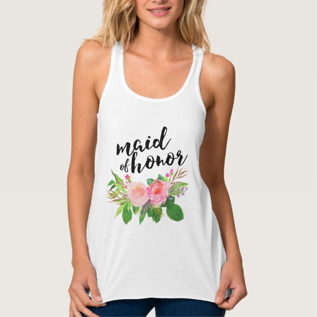 Camiseta Con Tirantes Mano de honor Moda acuarela Floral (Anverso)