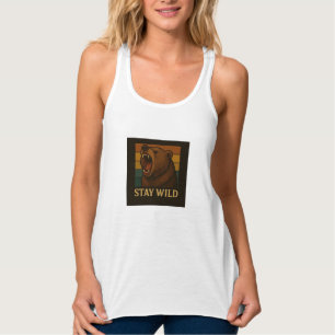 Camiseta Con Tirantes Mantente salvaje gráfico de animales de época para