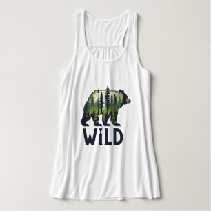 Camiseta Con Tirantes Mantente Salvaje Oso Tee - ¡Aventura Esperando!