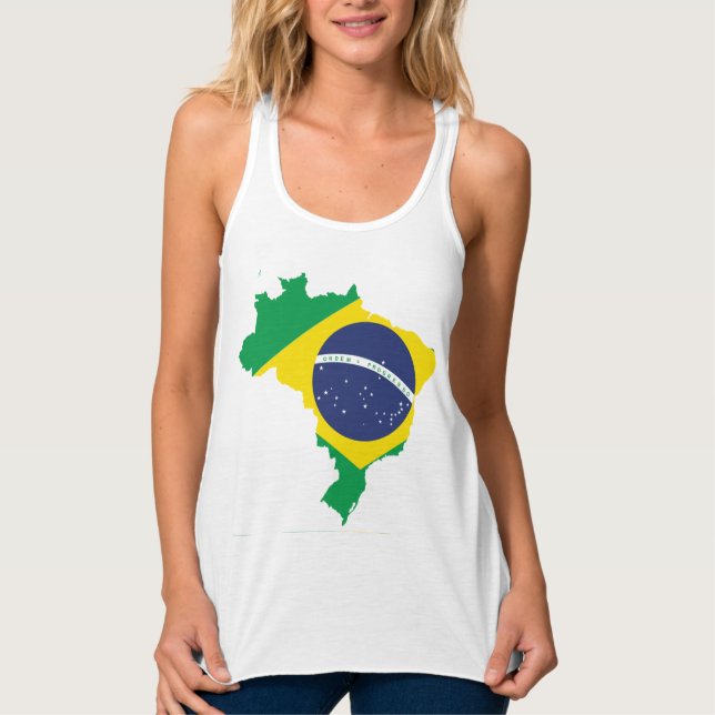 Camiseta Con Tirantes Mapa deportivo con bandera brasileña (Anverso)
