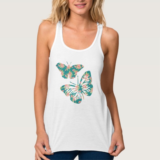 Camiseta Con Tirantes Mariposas florales de bonito (Anverso)