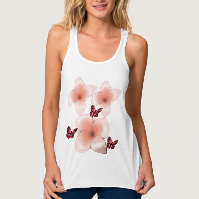 Camiseta Con Tirantes Mariposas rosadas (Anverso)