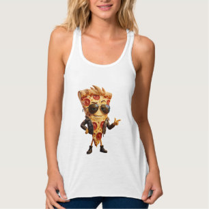 Camiseta Con Tirantes Mascota de Rebanada de Pizza Fría con Arte de Chaq