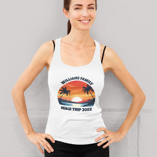 Camiseta Con Tirantes Maui Vacation Sunrise Palm Trees Personalizado Wom