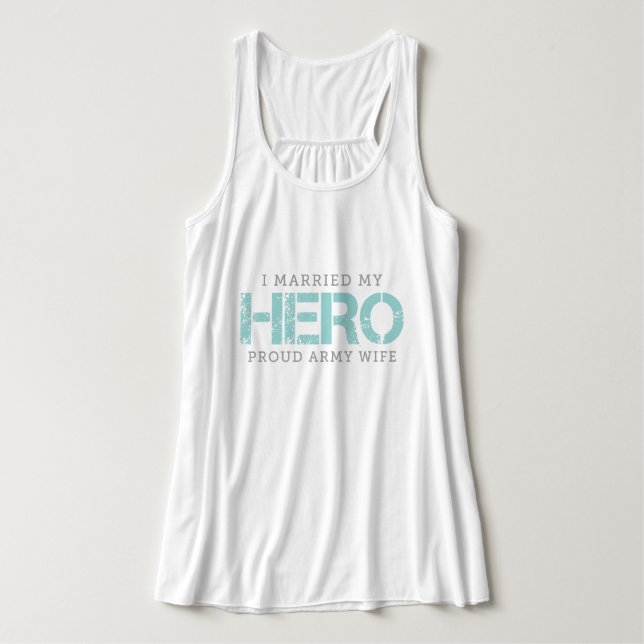 Camiseta Con Tirantes Me casé con mi héroe - Esposa del ejército (Diseño del anverso)