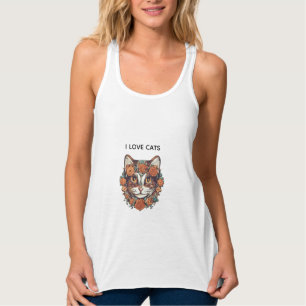 CAMISETA CON TIRANTES ME ENCANTA EL ARTE INCREÍBLE DE LOS GATOS DISEÑO