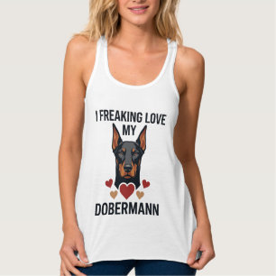Camiseta Con Tirantes Me Encanta el Perro Dobermann Corazones Rojos_1