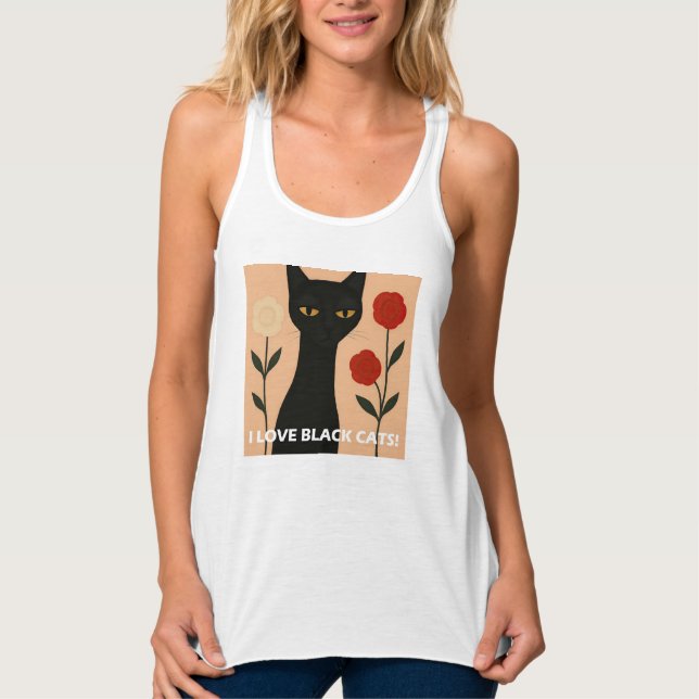 CAMISETA CON TIRANTES ¡ME ENCANTAN LOS GATOS NEGROS! (Anverso)