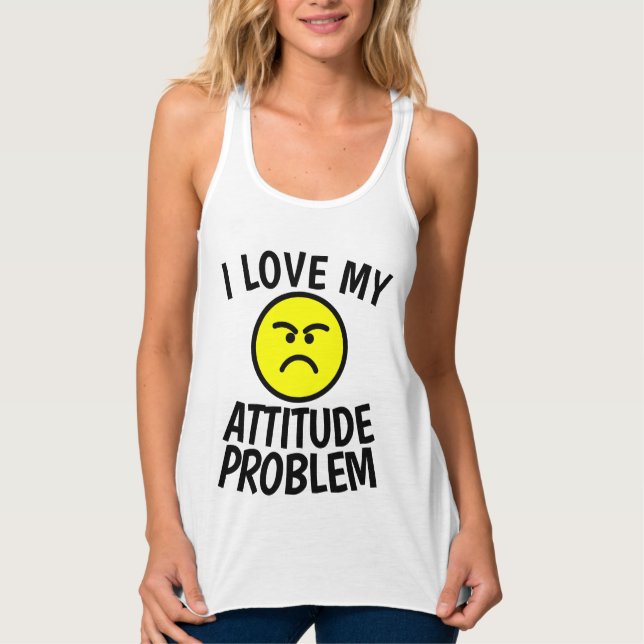 CAMISETA CON TIRANTES ME ENCANTAN MIS PROBLEMAS DE ACTITUD. (Anverso)