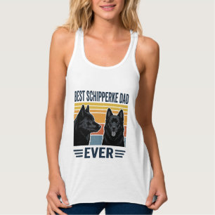 Camiseta Con Tirantes Mejor Papá Schipperke Retro Diseño Vectorial de Pe