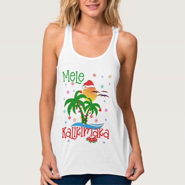 Camiseta Con Tirantes Mele Kalikimaka Hawai Feliz Navidad Aloha (Anverso)