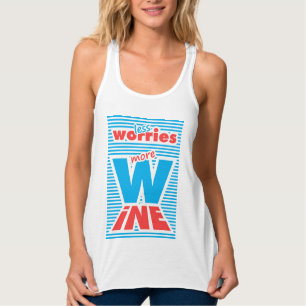 Camiseta Con Tirantes Menos preocupaciones, más vino (versión azul),