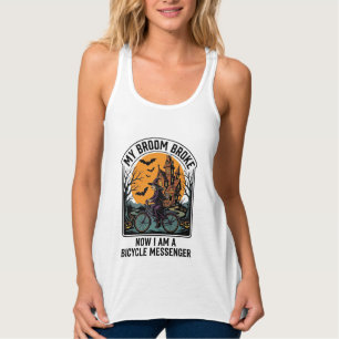 Camiseta Con Tirantes Mensajero De Bicicleta De Halloween Bruja Divertid
