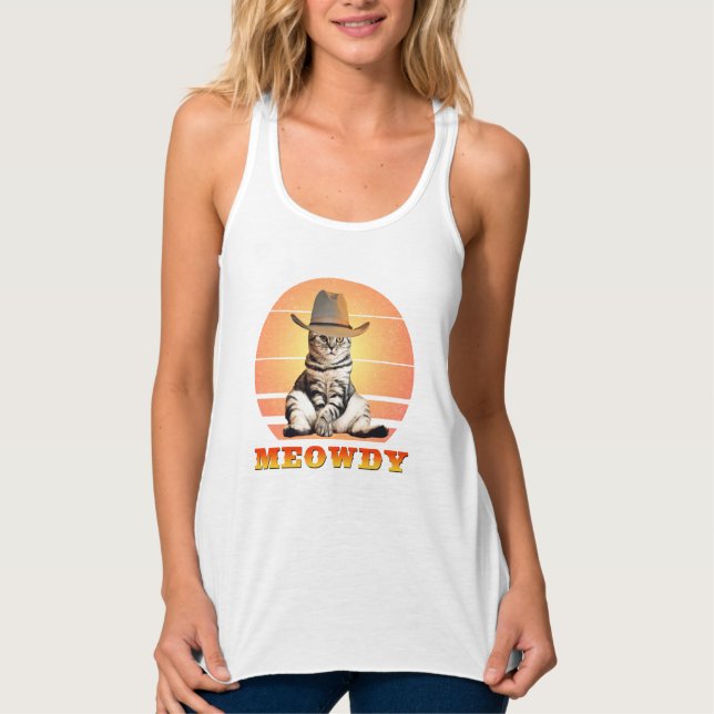 Camiseta Con Tirantes Meowdy Funny Cowboy Cat (Anverso)