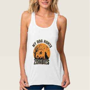 Camiseta Con Tirantes Mi perro caza zombies Diseño de perro vintage de H