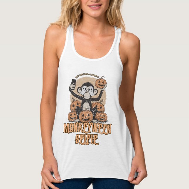 Camiseta Con Tirantes Monkeyween Selfie - Vintage Halloween (Anverso)