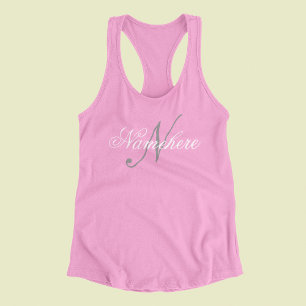 Camiseta Con Tirantes Monograma único de nombre blanco y negro personal