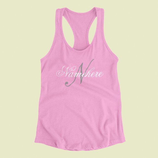 Camiseta Con Tirantes Monograma único personalizado de nombre blanco y n (Subido por el creador)