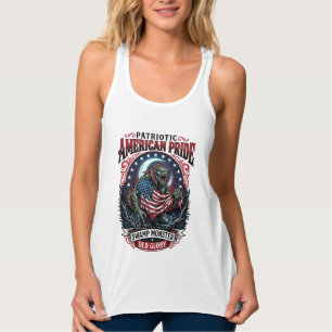 Camiseta Con Tirantes Monstruo Patriótico del Pantano Horror Antigua Glo