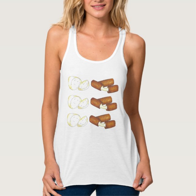 Camiseta Con Tirantes Mozzarella Queso Sticks Snack comida chatarra (Anverso)