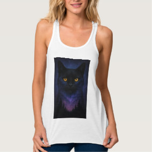 Camiseta Con Tirantes Mystic Black Cat Starry Night Forest