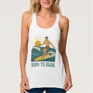 Camiseta Con Tirantes Nacido Para Deslizarse Gráfico Retro Surfista Cali