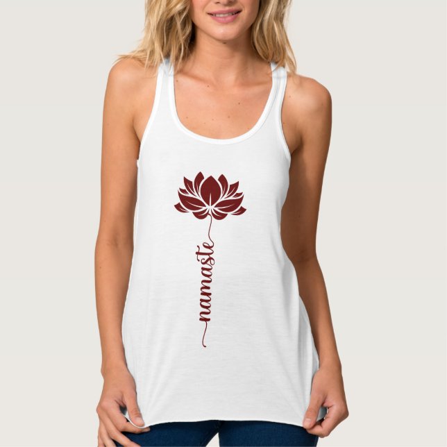 Camiseta Con Tirantes Namaste Burgundy Lotus Flor guión moderno (Anverso)