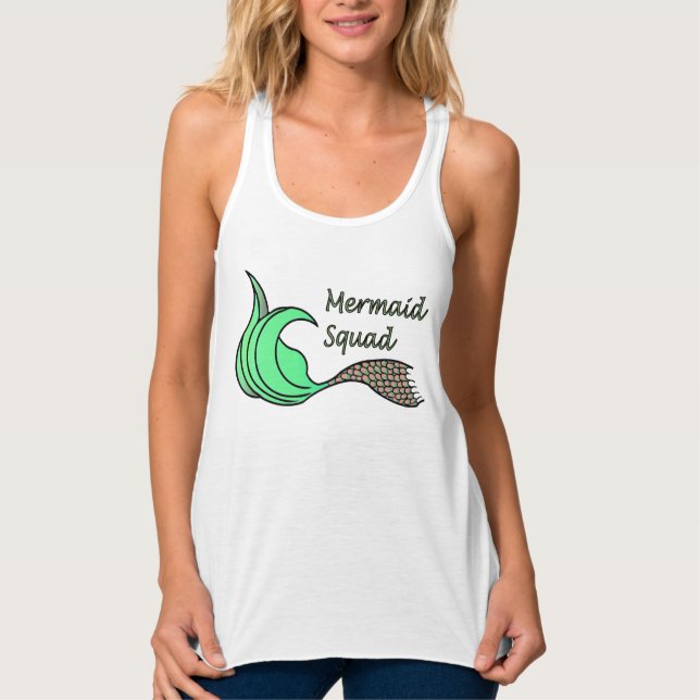 Camiseta Con Tirantes Naranja de Escuadrón de Sirenas y Verde (Anverso)