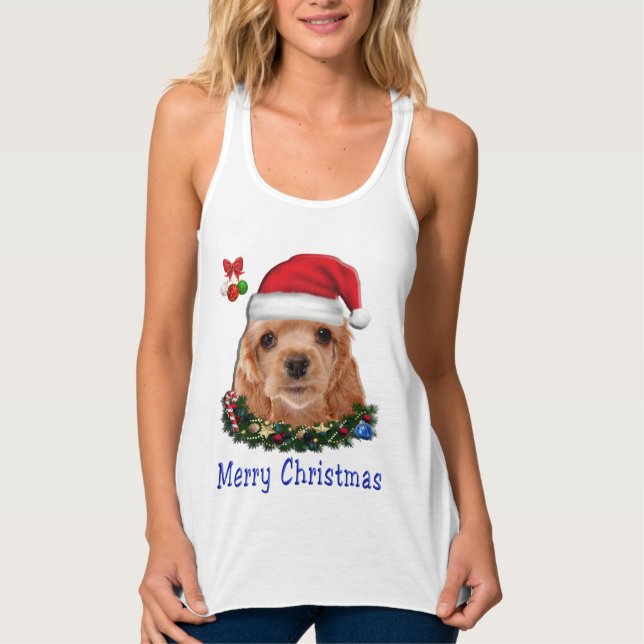 Camiseta Con Tirantes Navidad de Cocker Spaniel (Anverso)