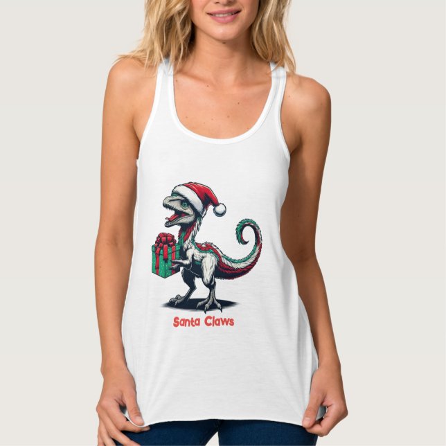 Camiseta Con Tirantes Navidades Santa hat raptor (Anverso)