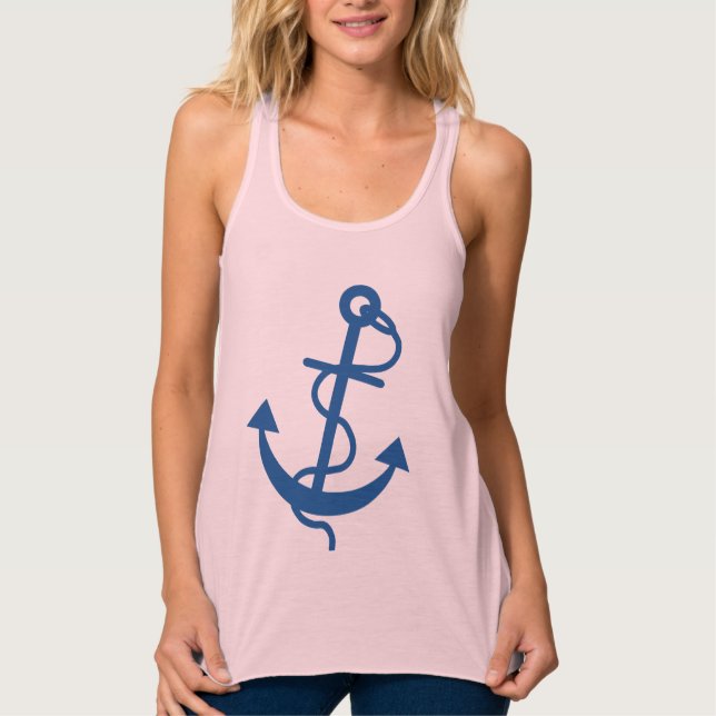 Camiseta Con Tirantes Navy Blue Nautical Boat Anchor Illustration 3 (Anverso)
