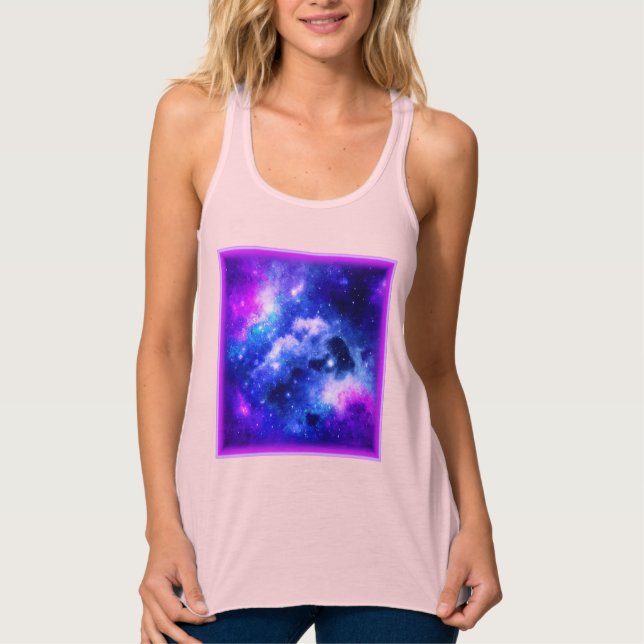 Camiseta Con Tirantes "Nebula Stars" - Un asombroso arte digital. ¡Cómpr (Anverso)