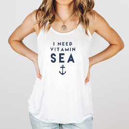 Camiseta Con Tirantes Necesito la marina de vitamina y la náutica blanca