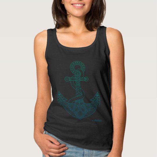 Camiseta Con Tirantes Negro azul de Ombre del arte del ancla del mar