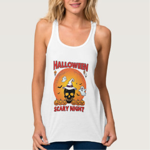 Camiseta Con Tirantes Noche de Halloween Calavera Bruja Sombrero Calabaz