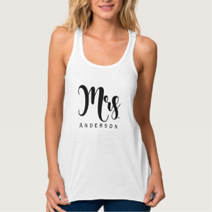 Camiseta Con Tirantes Nombre de compromiso de boda Sra. letra negra mode