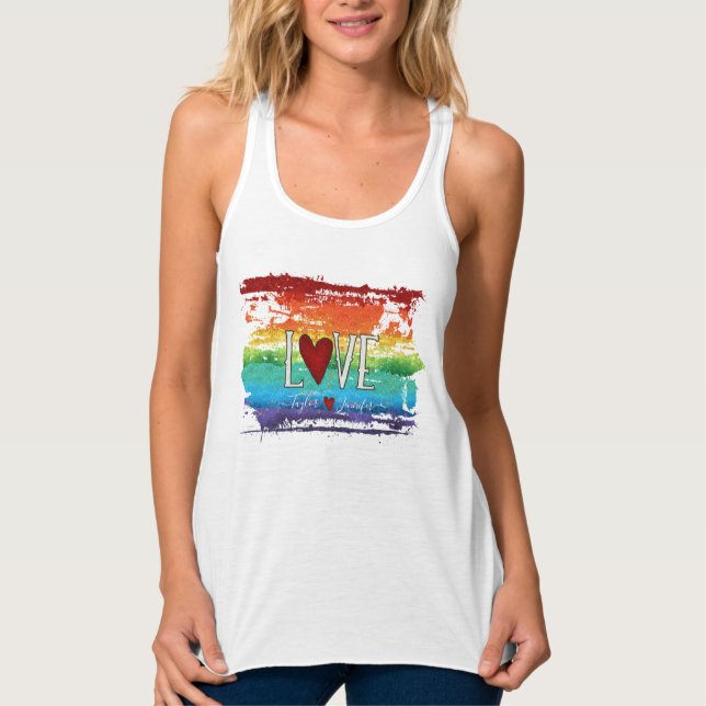 Camiseta Con Tirantes Nombre personalizado del orgullo Purpurina arcoiri (Anverso)