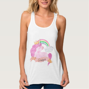 Camiseta Con Tirantes Nombre personalizado 🌈 Rainbow Unicorn   