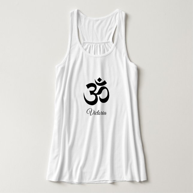 Camiseta Con Tirantes Nombre, símbolo Om Negro Bella+Canvas Yoga Tank To (Diseño del anverso)