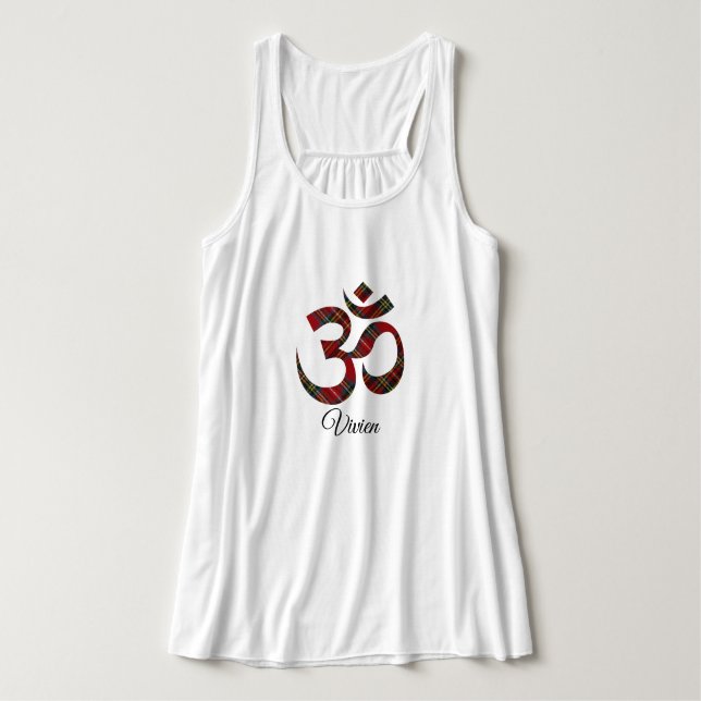 Camiseta Con Tirantes Nombre, Stewart Tartan Om Bella+Canvas Yoga Tank T (Diseño del anverso)