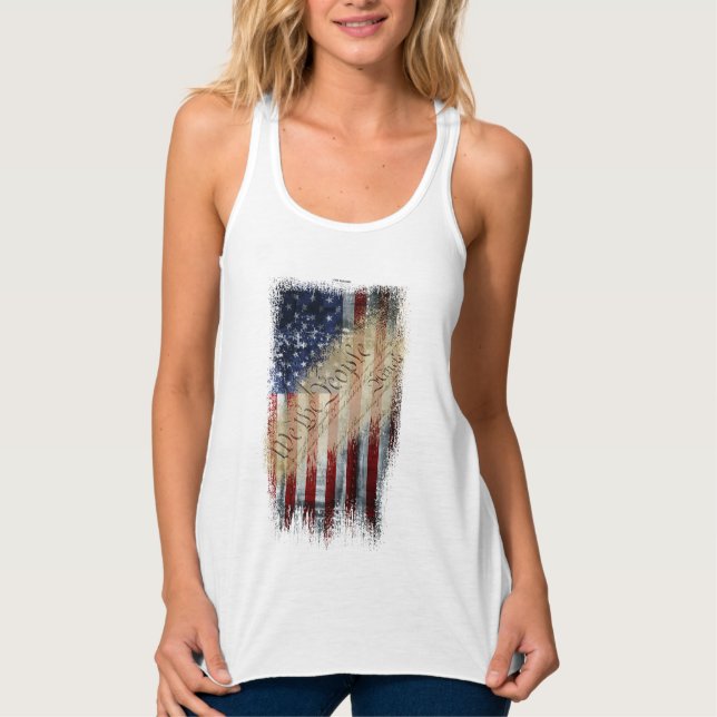 Camiseta Con Tirantes Nosotros, el pueblo, ventilamos la bandera estadou (Anverso)