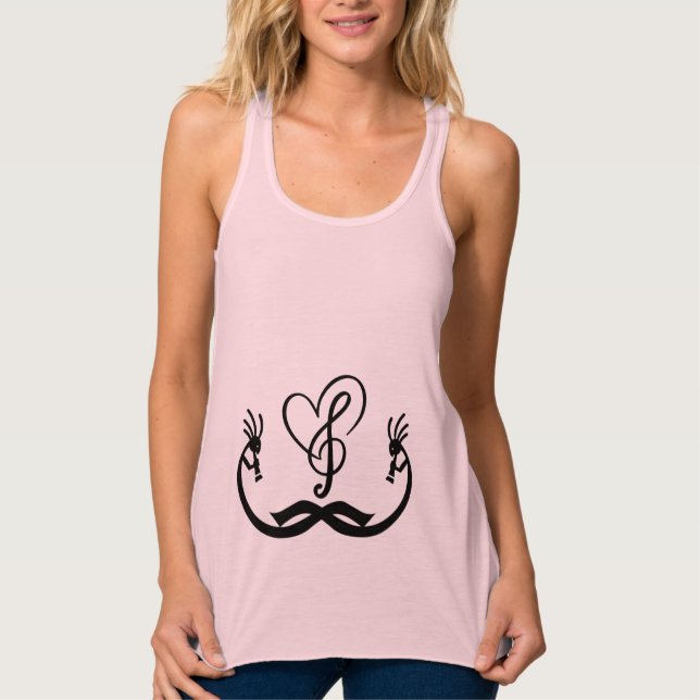 Camiseta Con Tirantes Nota de música de amor Kokopelli Southwestern (Anverso)