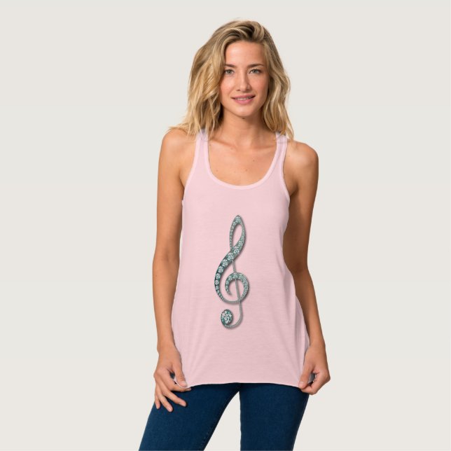 Camiseta Con Tirantes Nota de música Diamante de imitación con joyas (Anverso completo)