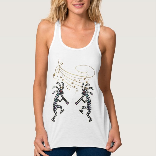 Camiseta Con Tirantes Notas de música Jeweld Diamante de imitación Kokop (Anverso)